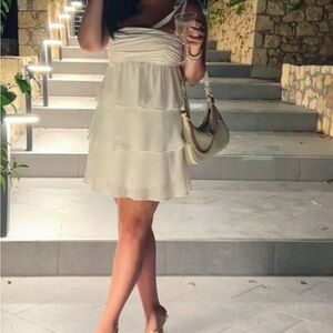 reformation white tiered dress